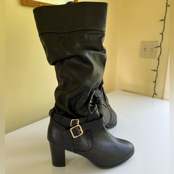 Jaclyn Smith Dover Tall Zip Up Heeled Black Slouch Boots - New without tag/box - Picture 3 of 8